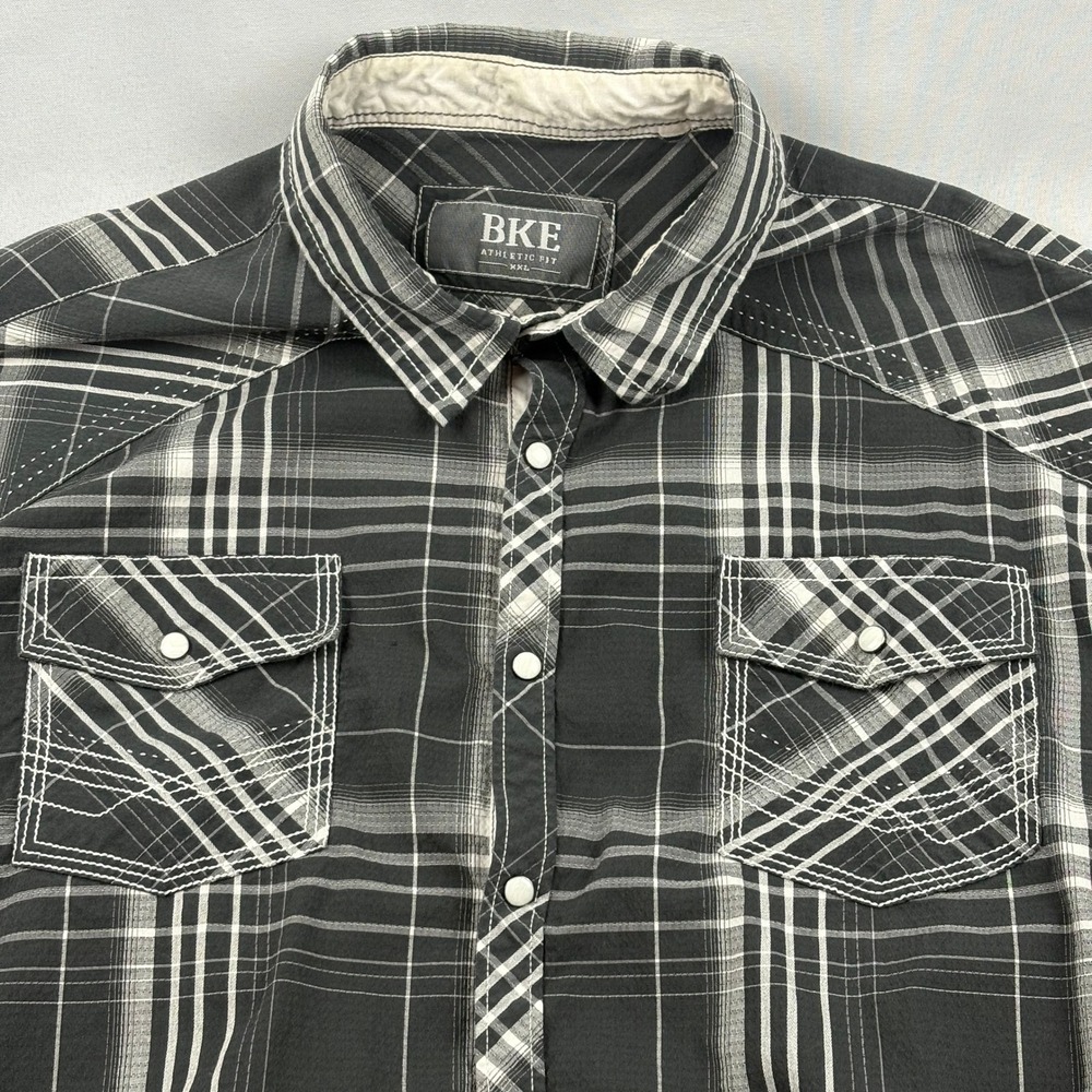BKE Athletic Fit‎ XXL Mens Plaid L/S Western Shirt Rodeo Country Cowboy *READ